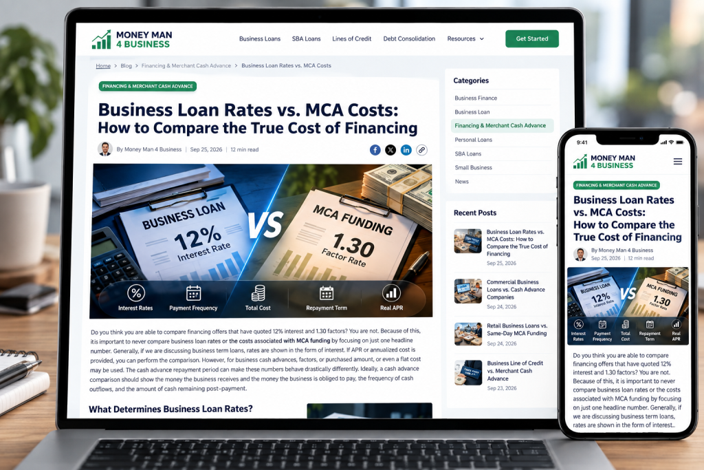 Business Loan Rates vs. MCA Costs